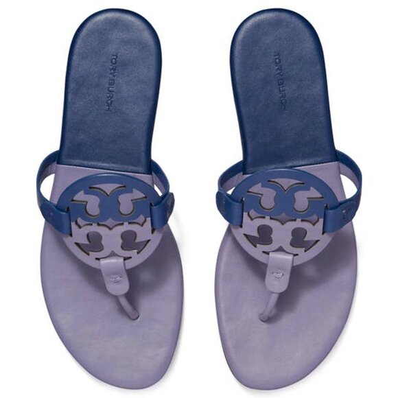 NEW  TORY BURCH Made In Brazil Miller Soft Leather Sandals Dark Lotus 1467mn - Picture 1 of 10